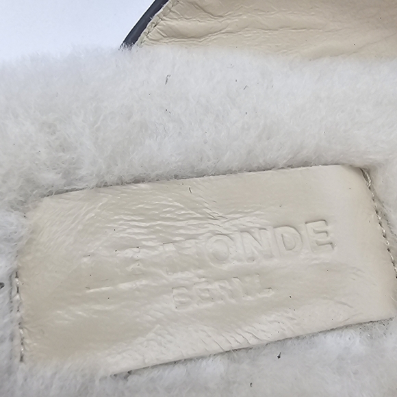 Le Monde Beryl Regency Black Lambskin Leather Shearling Mules Women’s Size 40.5 - Picture 3 of 11